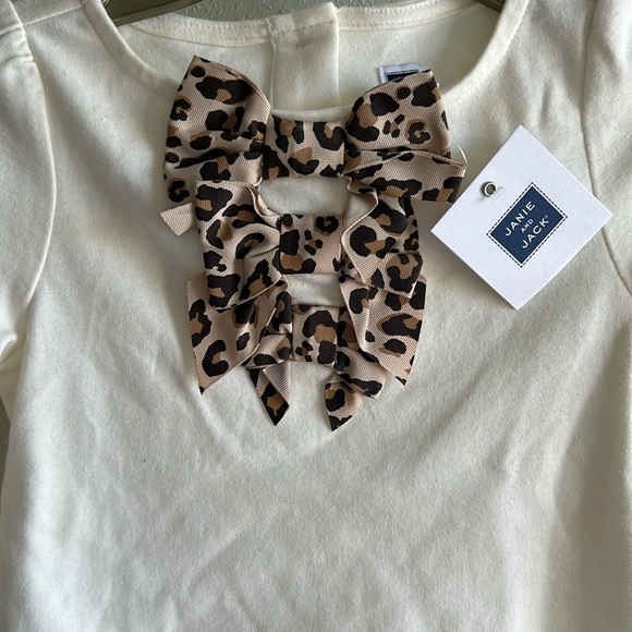 New Janie and jack girl leopard bows top size 3t - Picture 2 of 4